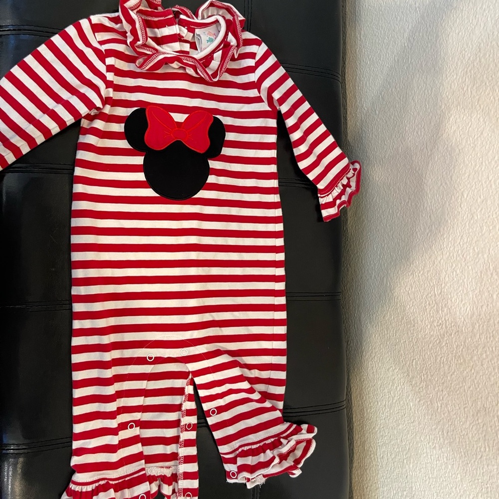 Striped Red and White Kids Footie with Character Design
